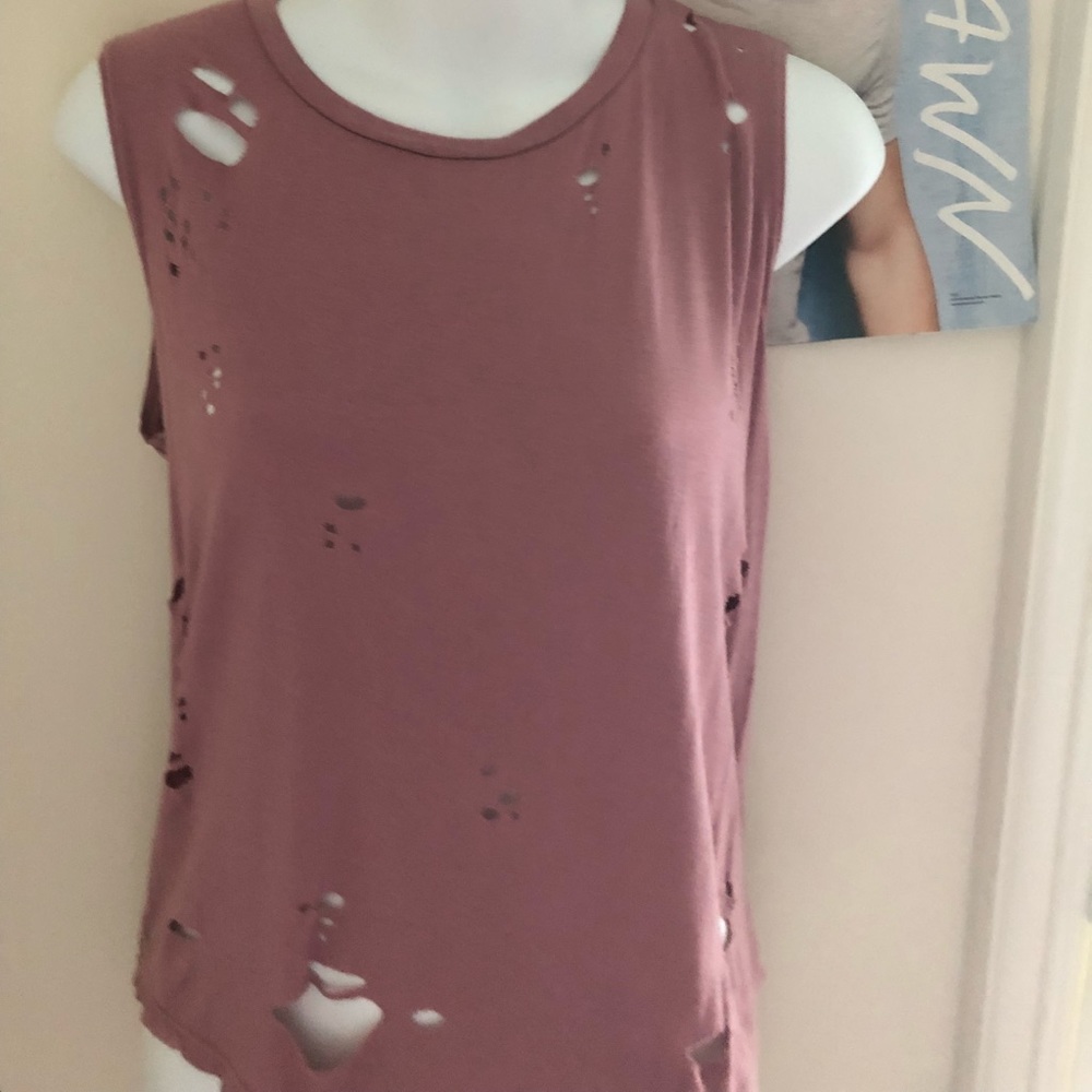 Pink grunge hole tank top